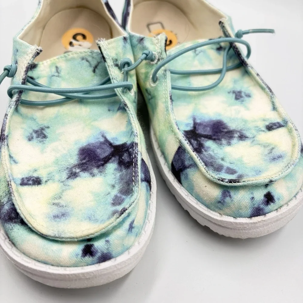 Hey Dude Wendy Youth Tie Dye Ocean Storm Sz Y3-L4 Slip‎ On Shoes Casual  School